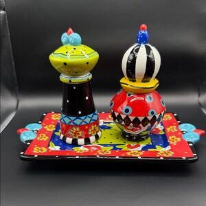 Vintage Joyce Shelton Salt and Pepper Shakers with Tray